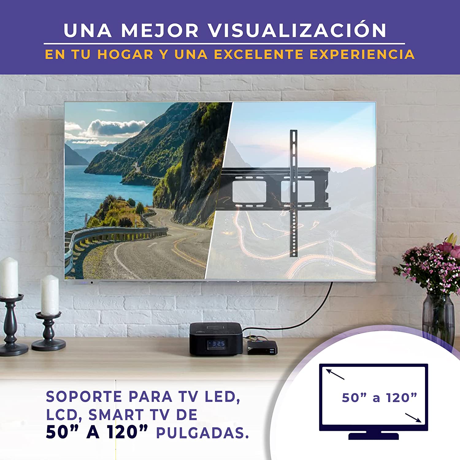 Soporte fijo para pantallas gigantes de cine en casa