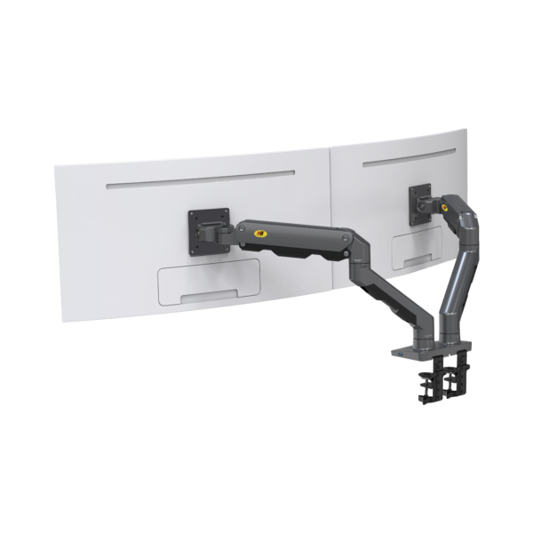 Montaje de Escritorio articulado para 2 monitores de 27-34" / Soporta hasta 16 kg por brazo/ Vesa 75 x 75 / 100 x 100 / Acero / Giro: 360°