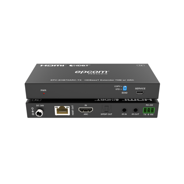 EPCEHB70ARC-AD-4-l.png Kit Extensor HDMI | HDBaseT | 70m en 4K@60Hz | Cat5e/6 | Gestión Avanzada EDID | Soporta ARC | Control IR Bidireccional | RS232 | PoC