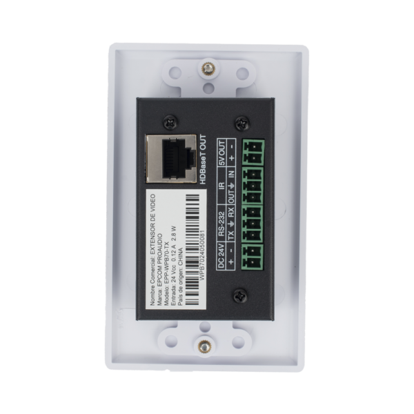 EPPWPB70-AD-7-l.png Kit Extensor HDBaseT | 4K2K@60Hz 40m | 1080p 70m | Función PoC | IR Bidireccional | RS-232 |
