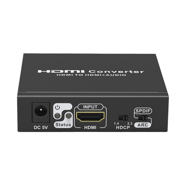 Extractor de Audio de HDMI a HDMI + Audio / Salida de Audio Digital o Análoga / SPDIF / Toslink / Auxiliar 3.5mm (Estéreo) / Salida HDMI solo video / Soporta ARC / HDR / HDCP / Separa el Audio del Contenido HDMI .