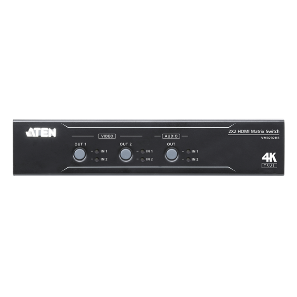 VM0202HB-FRENTE-l.png Conmutador matricial HDMI 2 x 2 True 4K con desembebedor de audio