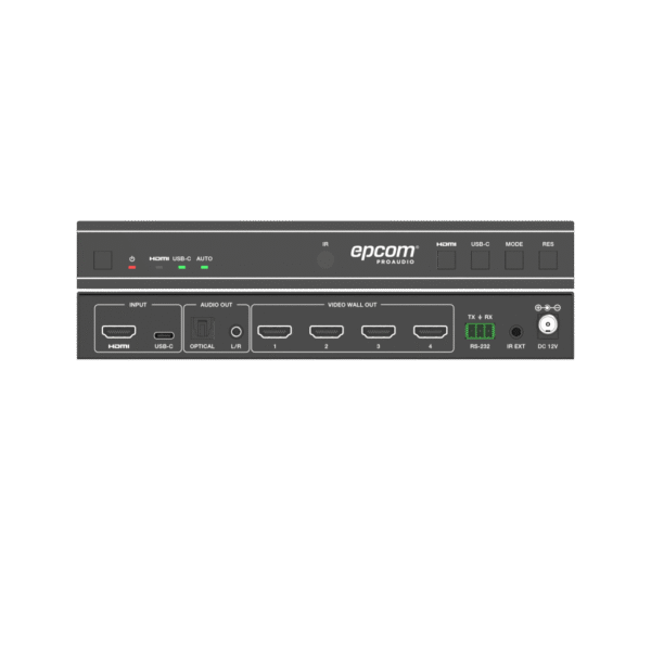 adicional_3S1000-42.png Videowall 4K 1x4 | HDMI & USB-C | 8 Modos de Visualización | Audio Óptico/Analógico | Control RS-232/IR | Plug & Play