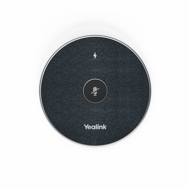 Micrófono inalámbrico 360° VCM36W-PACKAGE de Yealink para videoconferencias, con amplio alcance y cancelación de ruido.