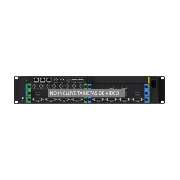 lateral_izquierda_0S1000-73.png Chassis Controlador de Video Wall / 6 Slots / 2U Rack / 4K Ultra HD / Hot-Swappable / Touch LCD 4.5" / Genlock Sync / 8 Videowalls / 128 Escenas