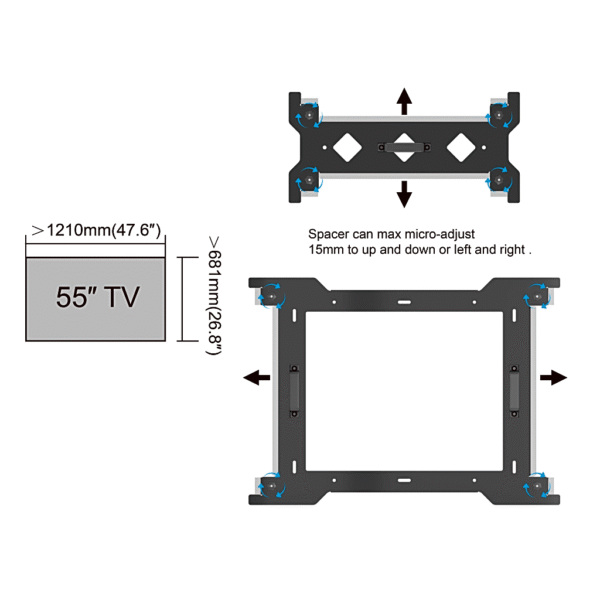 Espaciador  Para Montaje De Videowall en Pared |Compatible con Pantallas de 55"