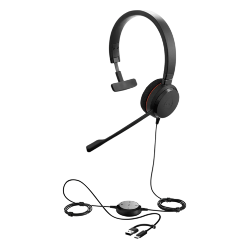 Jabra Evolve 20 Mono con Conexión USB C/A, Micrófono con Cancelación de Ruido de Ultima Generación, Configuración Plug and Play (4993-829-269)