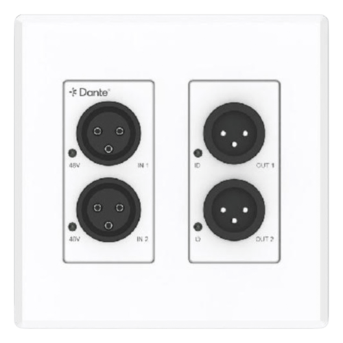 Extensor de Audio Analógico XLR a Dante® | 2 Entradas y 2 Salidas | Conversión Digital de Audio | PoE IEEE 802.3af | Phantom Power 48V | Latencia Configurable 1-5ms | Rango Dinámico >90dB