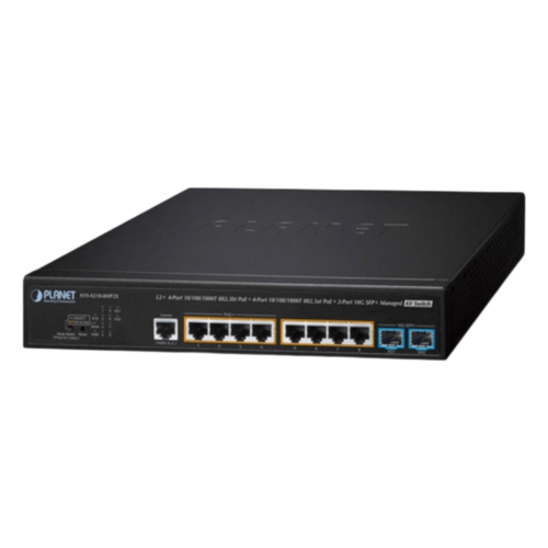 Switch AV Administrable Capa 2/ Compatible con Dante / 4 Puertos Gigabit PoE++ 802.3bt 95W + 4 Puertos Gigabit PoE+ 802.3at 32W + 2 Puertos 10G SFP+ / Presupuesto PoE 240W / Dual UI Pro AV y Standard / Compatibilidad Dante y NDI / Fanless / VLAN Routing I