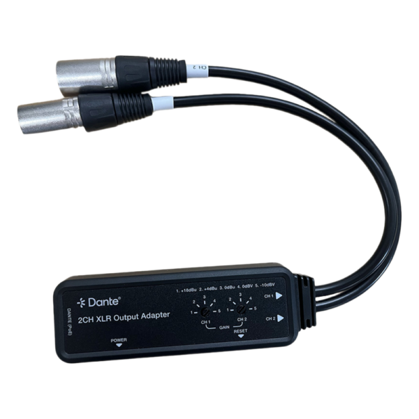 portada_0S1000-276.png Extensor de Audio Dante® 2CH XLR Output Adapter | Entrada Digital Dante® | Salida XLR Balanceada/No Balanceada | Latencia Configurable 1-5ms | HDMI 1.4 | HDCP 1.4 | PoE IEEE802.3af | USB-C | Transmisión 100m