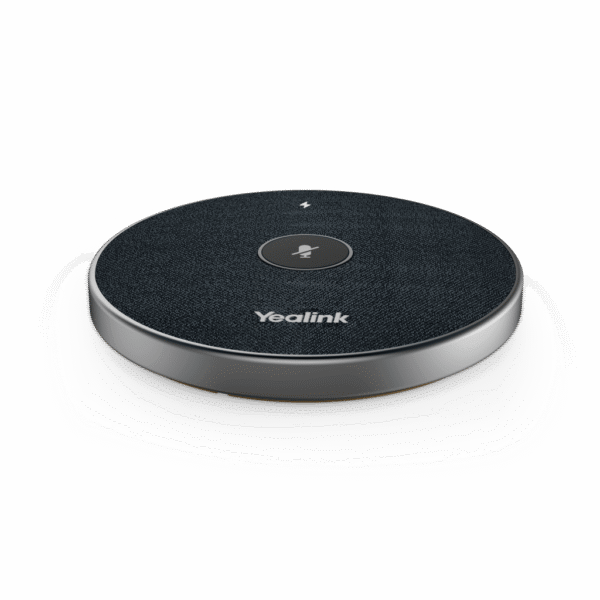 Micrófono inalámbrico 360° VCM36W-PACKAGE de Yealink para videoconferencias, con amplio alcance y cancelación de ruido.