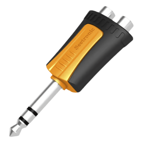 Conector Estéreo |  1/4in - 2 x RCA hembra | Adaptador de Carcasa de Plastico |