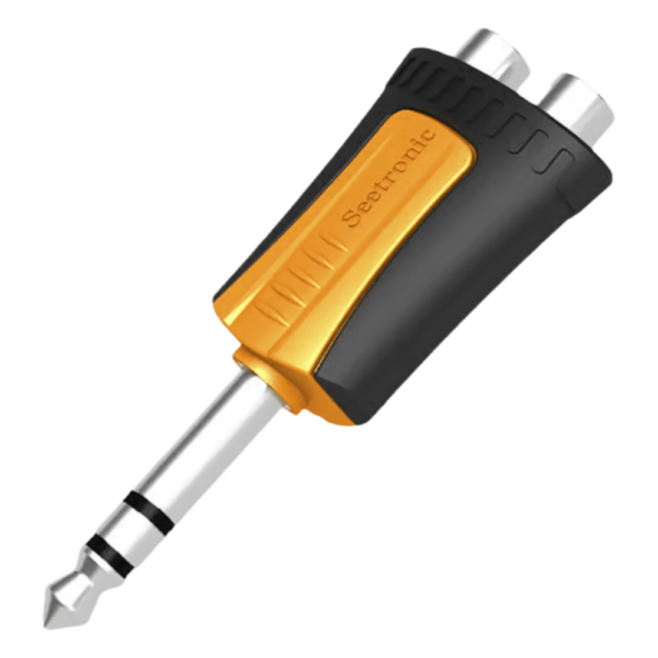 portada_0S1000-399.png Conector Estéreo | 1/4in - 2 x RCA hembra | Adaptador de Carcasa de Plastico |