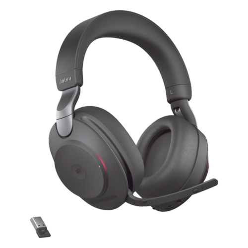 Jabra Evolve2 85, Auricular stereo versión MS con cancelación de ruido activa, dongle USB-A indicador de ocupado (Busylight)(28599-999-999)