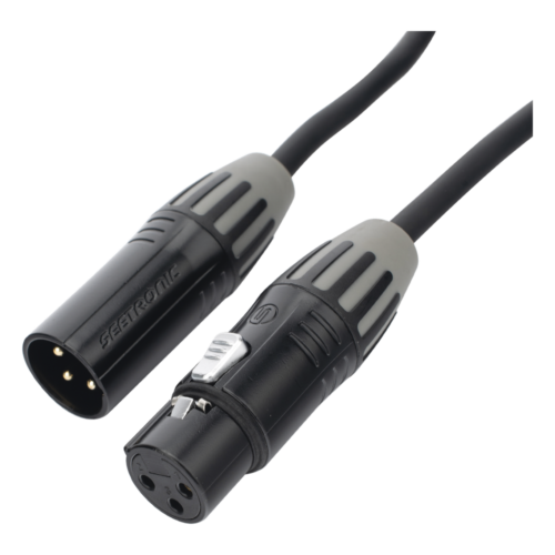 Cable XLR | 3 polos | Conector Hembra-Macho | Serie M | Carcasa Negra | Contactos Dorados | Ideal para Microfonía | Longitud 3m