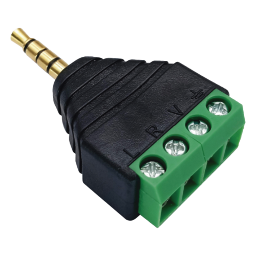 Conector de audio de 3.5mm macho a terminal de tornillo de 4 pines