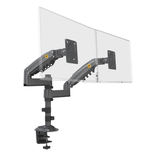 Montaje de Escritorio articulado para 2 monitores de 17 a 27" /  Soporta hasta 9kg por monitor / Vesa 75 x 75 / 100 x 100 / Acero / Rotación: 360°