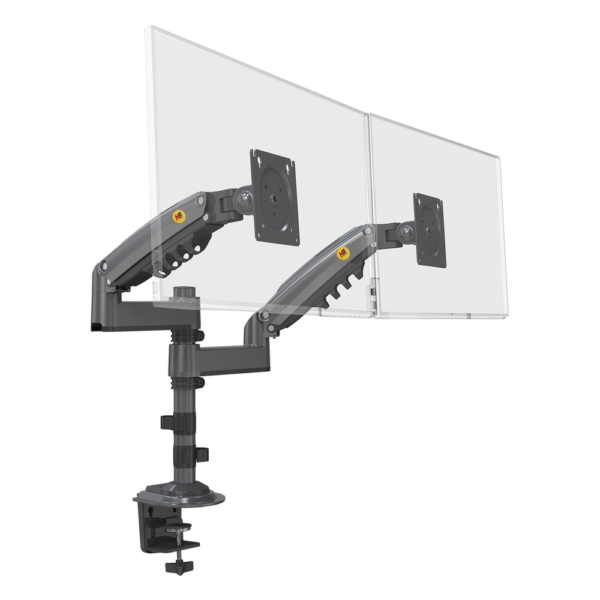 portada_0S1000-636.png Montaje de Escritorio articulado para 2 monitores de 17 a 27" / Soporta hasta 9kg por monitor / Vesa 75 x 75 / 100 x 100 / Acero / Rotación: 360°