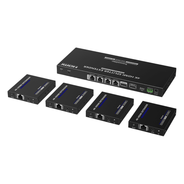 portada_0S1000-674.png Kit Divisor y Extensor HDMI | 1x4 | Hasta 70 m |Resolución 4K @ 60 Hz | Cat 6/6a/7 | IPCOLOR | CERO LATENCIA | EDID | RS232 | Salida Loop / PoC