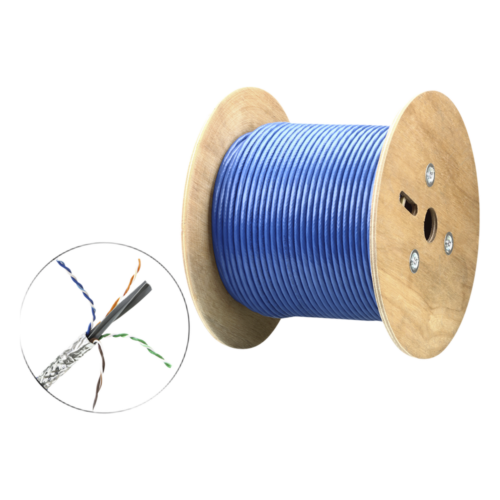 portada_0S1000-676.png Cable SF/UTP | 4 pares 23 AWG | Cumple con los requisitos de la HDBaseT Alliance | Protección EMI | Transmisión de datos 4K | Color Azul | 305m