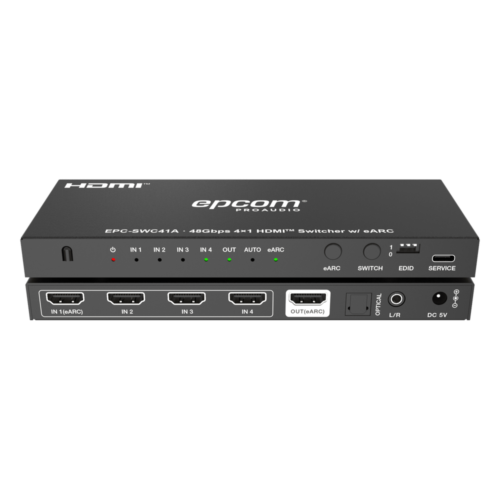 Switch HDMI 4x1 | 8K@60Hz 4:2:0 | 48 Gbps | ARC/eARC | Extracción de Audio | Gestión EDID | Control CEC