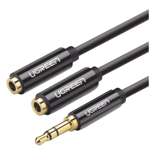 portada_0S1000-853.png Cable Adaptador/Divisor de Audio de 3.5mm Macho a 2 Terminales de 3.5mm Hembra / 25 cm de Longitud / Cable TPE / Color Negro