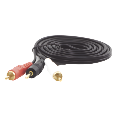 Convertidor 3.5mm Estéreo a 2 RCA Macho 1.83m | para Aplicaciones de Audio | Compatible con Amplificadores VSSL y Epcom ProAudio