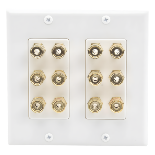 portada_0S1000-927.png Placa de Pared | Postes de Unión Tipo Banana | Conexión para 6 Altavoces | Fácil Instalación | Conectores Chapados en Oro