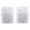 Altavoces Amplificada de Montaje en Pared 5"+1.5" | RMS 20W@8ohms y Pasivo 20W | Material ABS | Reja Metálica | Bracket de Metal | Color Blanco
