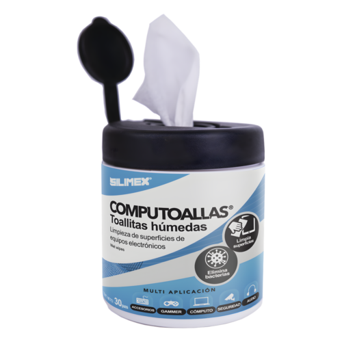 portada_0S1000-980.png Toallas húmedas antibacteriales, para limpieza de gabinetes, equipos de cómputo, audio, vídeo y telefonía, 30 piezas