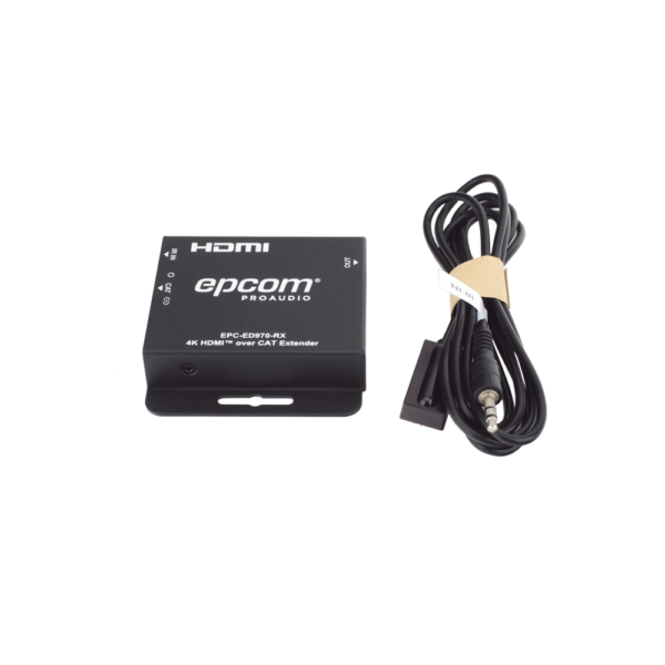 Receptor HDMI Extensor | Compatible con EPC-ED970-TX, EPC-SP914C70-TX y EPC-SP918C70-TX | Transmisión hasta 70 m en 1080p y 40 m en 4K30 | Soporte HDCP 1.4 y DVI 1.0 | Conexión CAT5E/CAT6 | Control IR Unidireccional | Puerto Loop HDMI