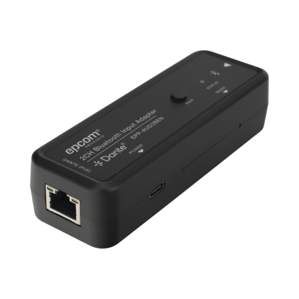 EPPAUD2BEN-AD-1-l.png Extensor de Audio Dante® 2CH Bluetooth Input Adapter | Entrada Bluetooth 2 Canales | Salida Dante® Digital | Latencia Configurable 1-5 ms | Compatible HDMI 1.4 | HDCP 1.4 | PoE IEEE802.3af | Distancia de Transmisión 100 m