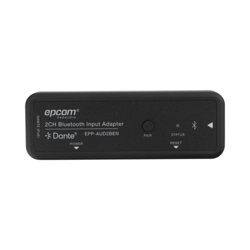 EPPAUD2BEN-l.png Extensor de Audio Dante® 2CH Bluetooth Input Adapter | Entrada Bluetooth 2 Canales | Salida Dante® Digital | Latencia Configurable 1-5 ms | Compatible HDMI 1.4 | HDCP 1.4 | PoE IEEE802.3af | Distancia de Transmisión 100 m