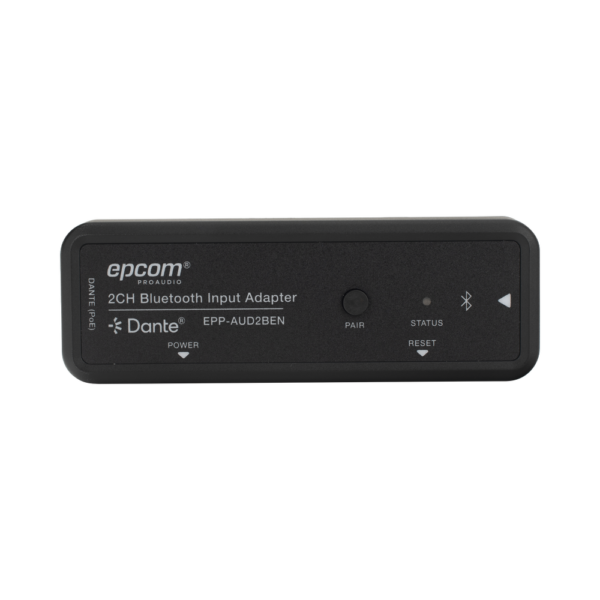 EPPAUD2BEN-l.png Extensor de Audio Dante® 2CH Bluetooth Input Adapter | Entrada Bluetooth 2 Canales | Salida Dante® Digital | Latencia Configurable 1-5 ms | Compatible HDMI 1.4 | HDCP 1.4 | PoE IEEE802.3af | Distancia de Transmisión 100 m