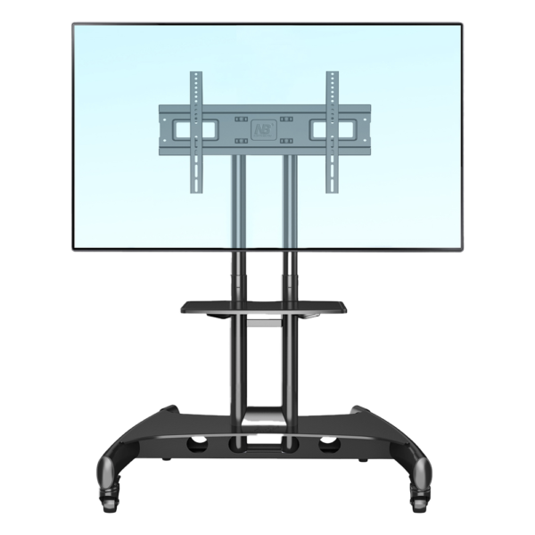 Soporte de Pantalla con Ruedas AVA1500601PNB / Compatible con Monitores de 32" a 75" / VESA 200x200 a 600x400 mm / Carga 45.5 kg (100 lbs) / Altura Ajustable 1120-1520 mm / Base para Accesorios / 4 Ruedas 360°