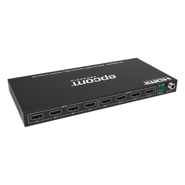 sec_5_1S1000-300.png Matriz de Video HDMI 4x4 | Ancho de Banda 10.2 Gbps | Resolución 4K@30Hz | Escalado a 1080P, 720P, 1920x1200, 4K30 | Modos Matriz y Video Wall | Control RS-232 y Remoto Infrared