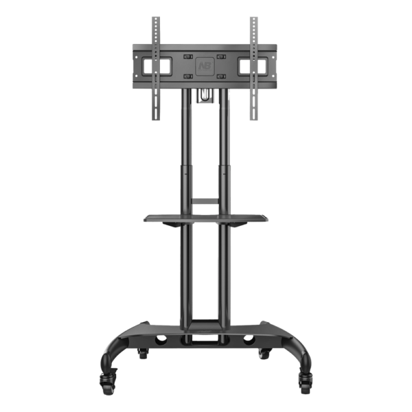 Soporte de Pantalla con Ruedas AVA1500601PNB / Compatible con Monitores de 32" a 75" / VESA 200x200 a 600x400 mm / Carga 45.5 kg (100 lbs) / Altura Ajustable 1120-1520 mm / Base para Accesorios / 4 Ruedas 360°