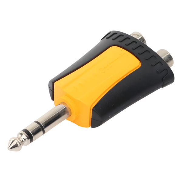 sec_5_3S1000-115.png Conector Estéreo | 1/4in - 2 x RCA hembra | Adaptador de Carcasa de Plastico |