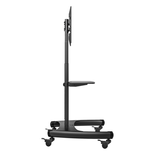 Soporte de Pantalla con Ruedas AVA1500601PNB / Compatible con Monitores de 32" a 75" / VESA 200x200 a 600x400 mm / Carga 45.5 kg (100 lbs) / Altura Ajustable 1120-1520 mm / Base para Accesorios / 4 Ruedas 360°