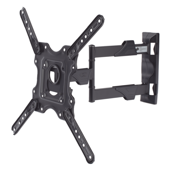 Montaje de Pared Articulado P4-NB / Pantallas de 32" a 55" / VESA 100x100 a 400x400 mm / Carga 27.2 kg (60 lbs) / Inclinación +8° a -5° / Giro 180° / Distancia de Pared 5 a 40 cm / Acero