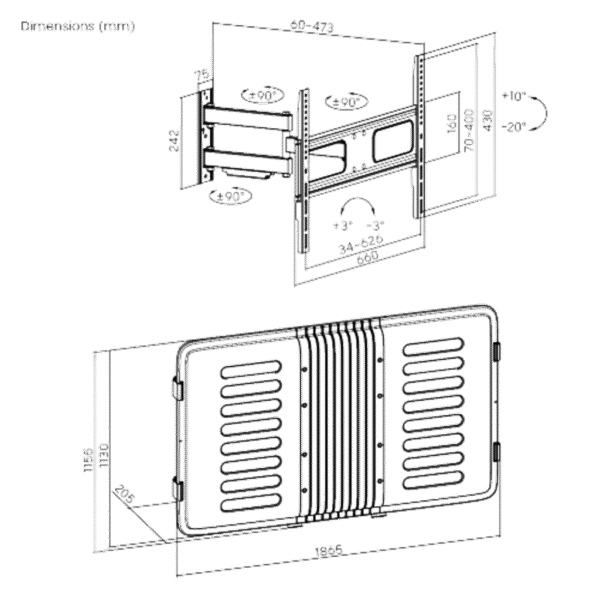 ENCLOSURE PARA PANTALLA HASTA 75" |  RESISTENTE  A INTEMPERIE MONTURA PARED | CAPACIDAD  DE CARGA MAX. 50 KG