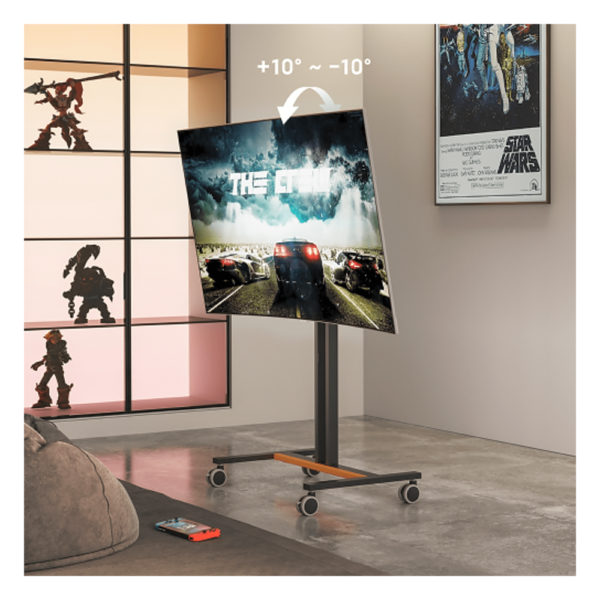 Soporte Móvil para Pantalla | Compatibilidad VESA 200x200 hasta  600x400 / Ruedas con Frenos / Ajuste de Altura y Ángulo / Soporte para TV de hasta 55 Pulgadas / Capacidad de Peso 35 kg