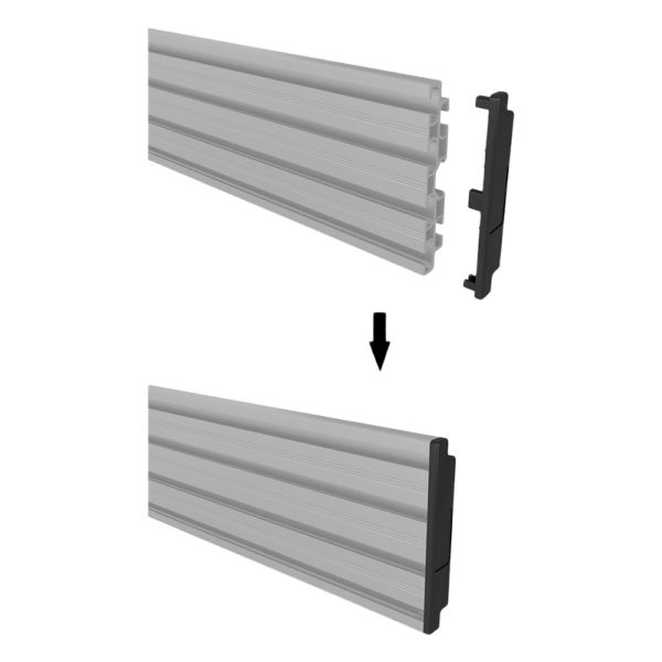 sec_4_0S1000-12.png Accesorio_ Riel de Aluminio con Longitud 1000 mm | Incluye Tapas laterales | Compatible con estructura para Videowall | Diseño Modular