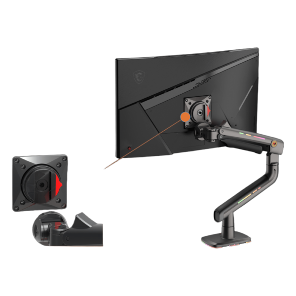 Soporte Mecánico Gaming NB F5 / Monitores de 32" a 60" / VESA 75x75 y 100x100 mm / Carga 2-20 kg (4.4-44 lbs) / Iluminación RGB / Sistema de Resorte de Alta Precisión