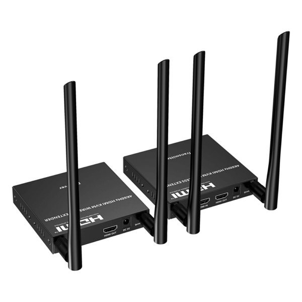 Extensor Inalámbrico HDMI| Con KVM | 4K@60Hz 4096x2160 | Tecnología ipcolor | Banda 5G 5.18-5.24 GHz | Distancia 50 m | Conexión de Hasta 1 a 4
