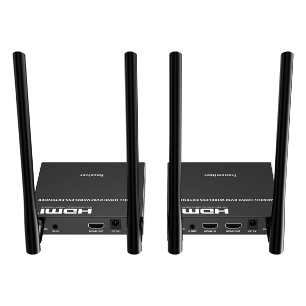 Extensor Inalámbrico HDMI| Con KVM | 4K@60Hz 4096x2160 | Tecnología ipcolor | Banda 5G 5.18-5.24 GHz | Distancia 50 m | Conexión de Hasta 1 a 4